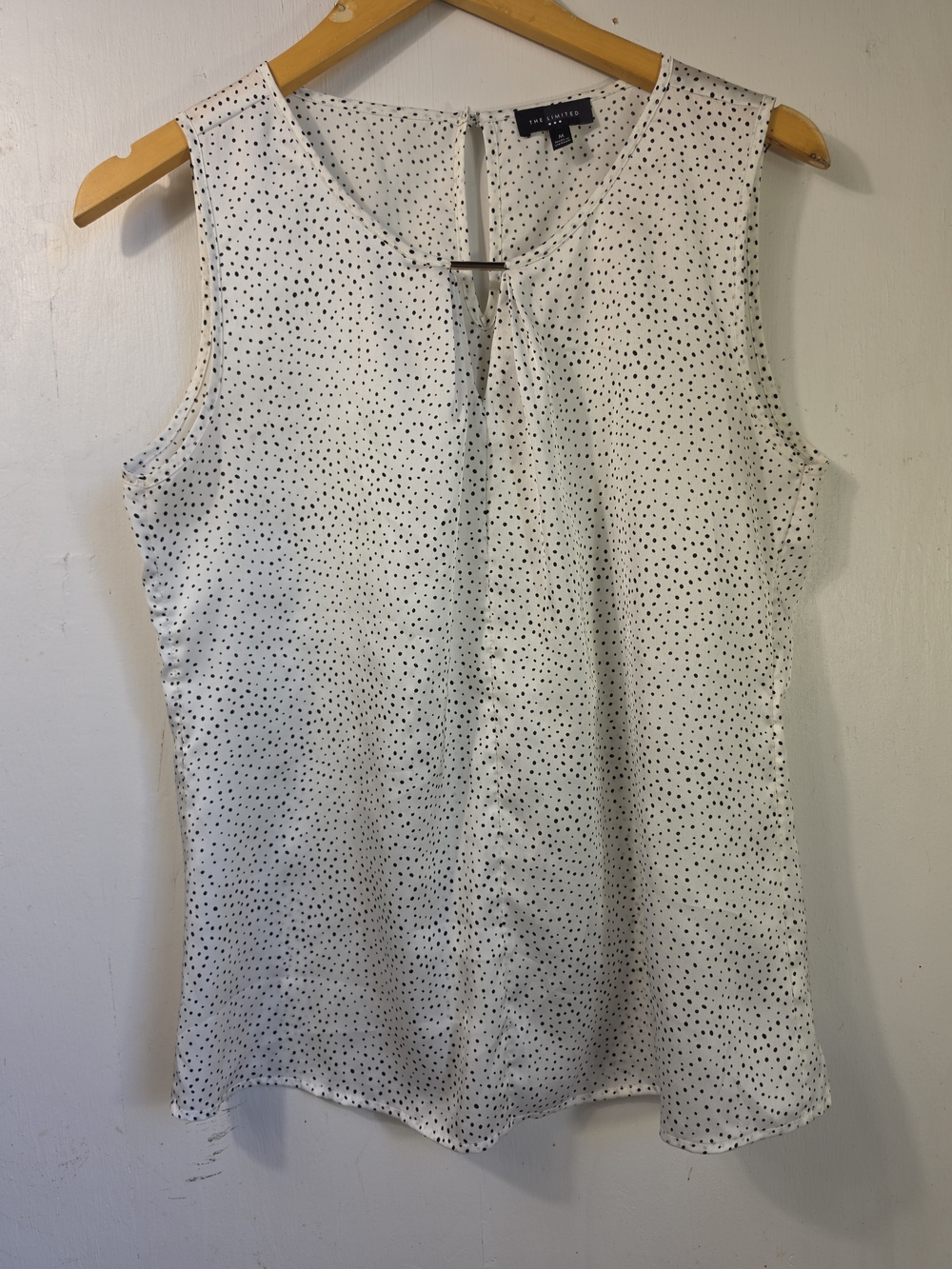 The Limited white polka dot sleeveless blouse